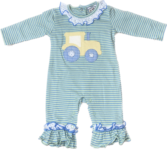 Tractor Appliqué Girls Romper