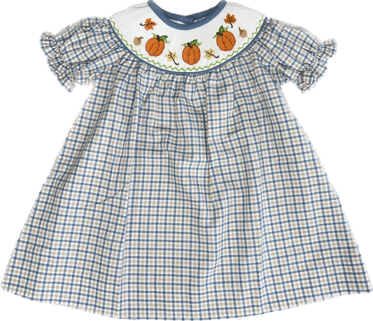 Pumpkin Patch Plaid Smocked Dress