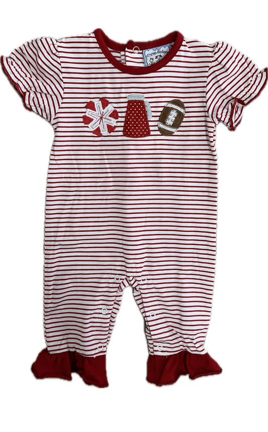 Red Football Girls Romper