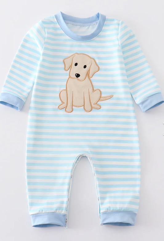 Blue Stripe Dog Romper