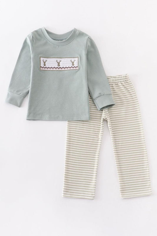 Boy Smocked Deer Set