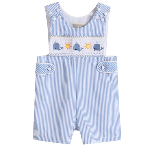 Blue Striped Whale Smocked Jon Jon